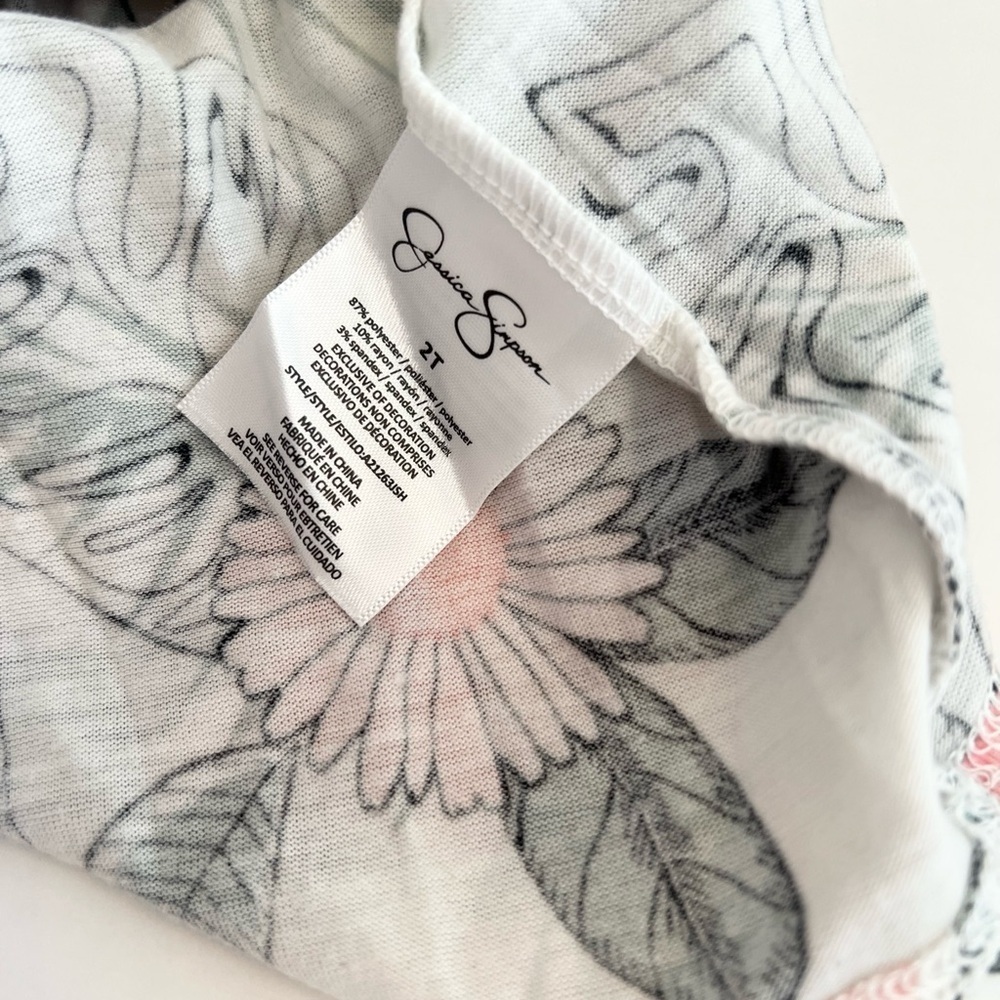 JESSICA SIMPSON Toddler Girls 2T Pink and White Floral Kids Dress - Like New - Picture 4 of 7